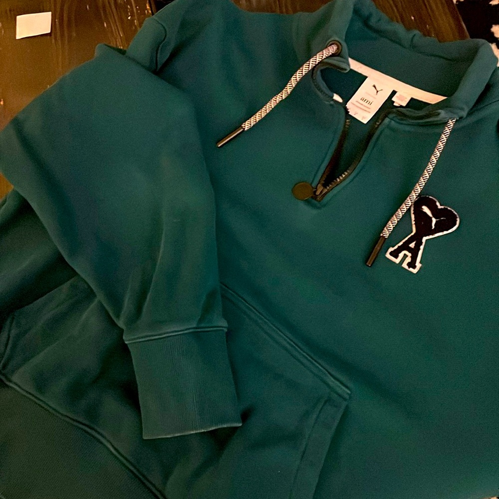 Puma x AMI Half Zip in Varsity Green L
